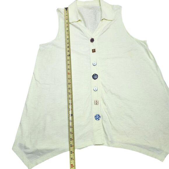 Soft‎ Surroundings Danielle Button Tank Tunic Cotton Slub Yellow Green Flowy 1X - Picture 8 of 13